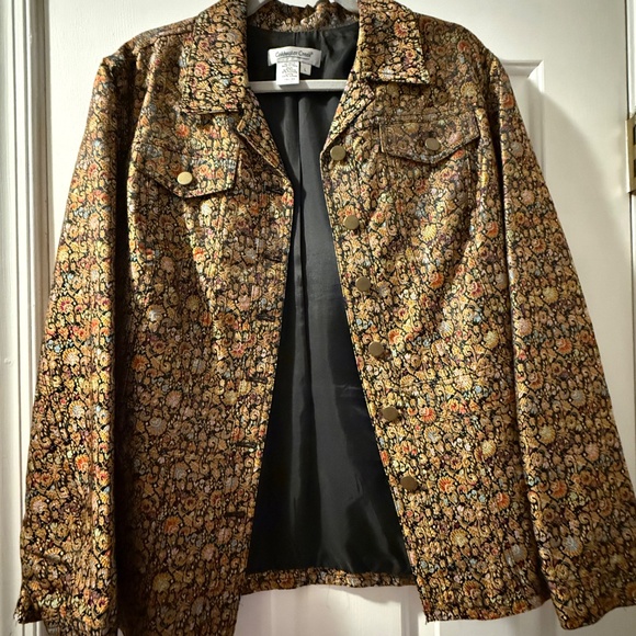 Coldwater Creek Brocade Jacket Gold and Multicolor - Picture 3 of 6